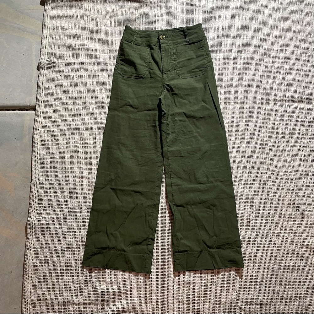 MAEVE Women's The Colette Crop Wide-Leg Pants Size 28T In Green